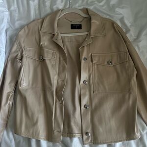 T Tahari Women's Cream Leather Jacket